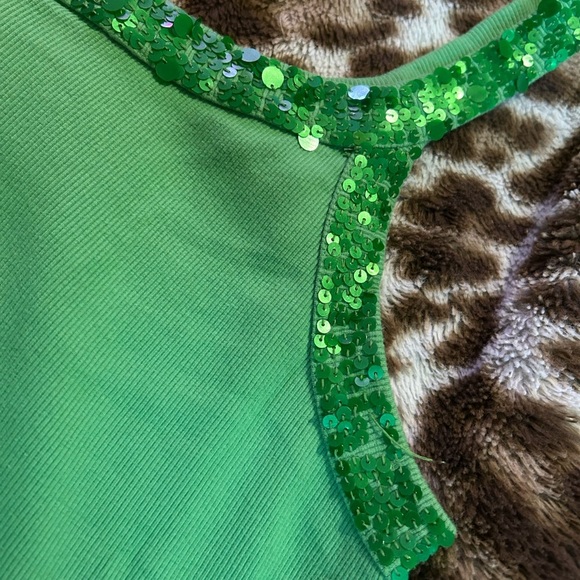 Green Sequin Trim Tank Top - Picture 5 of 6